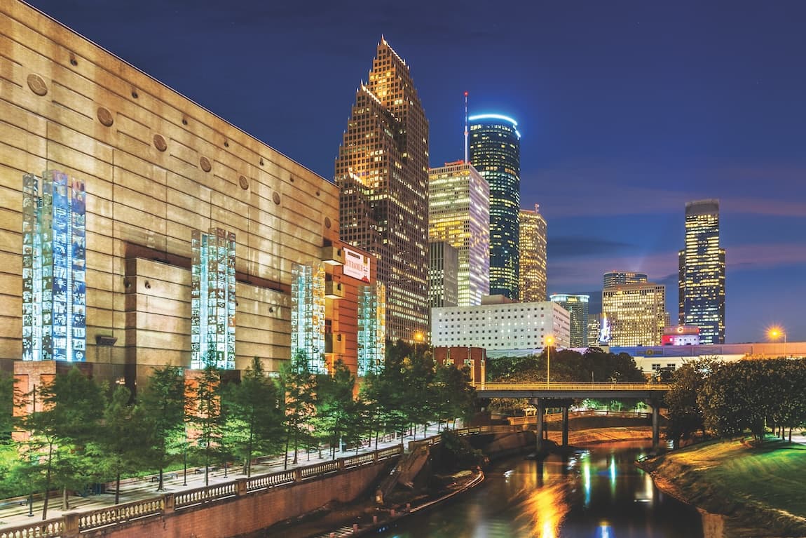 Houston, Texas skyline at dusk